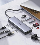 UGREEN 9 In1 Usb C Multifunctional Docking Station With 4k Hdmi, 1*Vga, 3*USB 3.0 A, Gigabit Ethernet, 100W PD, SD/TF Card Slot (15600)