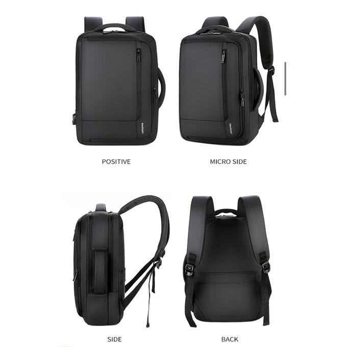 MEINAILI 1805 15.6-inch Nylon Business Travel Backpack Laptop Bag With USB Port - Black