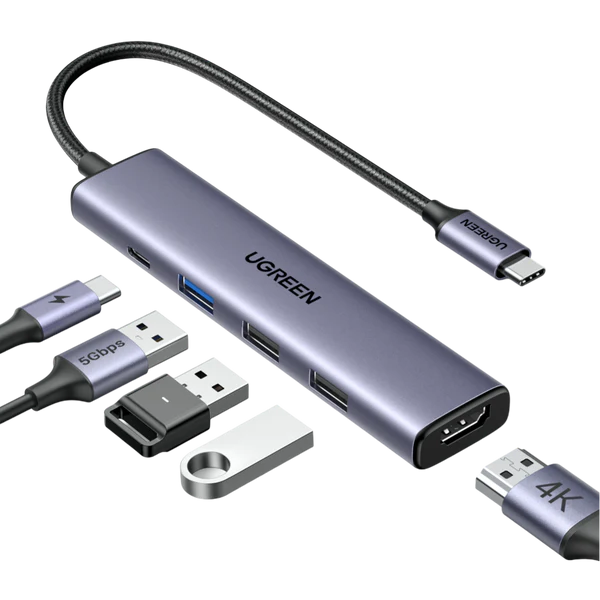 UGREEN Revodok 105 5-IN-1 USB-C Hub (100W PD, 4K@30Hz HDMI)