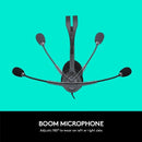 Logitech H111 Wired Headset, Stereo Headphones with Noise-Cancelling Microphone, 3.5 mm Audio Jack, PC/Mac/Laptop/Smartphone/Tablet - Black