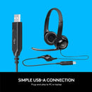 Logitech H390 USB Computer Headset with Enhanced Digital Audio and Inline Controls - Black