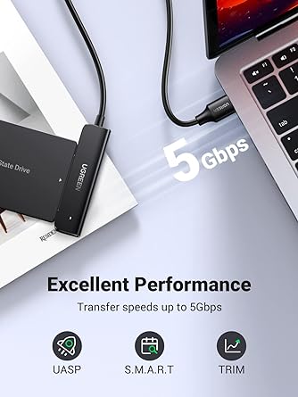 UGREEN USB 3.0 to SATA Adapter, 2.5 Hard Drive Reader, Plug and Play 2.5 SATA to USB Adapter Cable, Tool-free External SATA HDD SSD Converter Compatible with 2.5 Inch HDD SSD PC Laptop