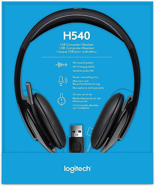 Logitech H540 USB Headset, Black [981-000480]