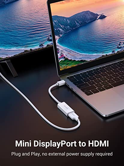 UGREEN Mini DisplayPort to HDMI Adapter Mini DP Male to HDMI Female Thunderbolt 2.0 to HDMI Adapter Suitable for Apple MacBook Pro MacBook Air Microsoft Surface Pro 4 Pro 3 Google Chromebook White