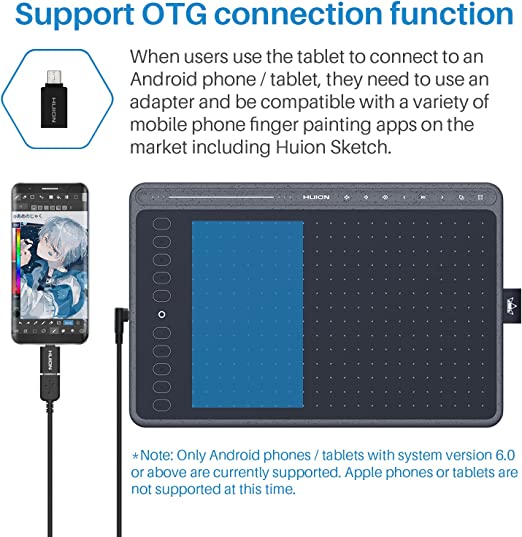 HUION Drawing Tablet HS611 Digital Graphics Drawing Pen Tablet with a Media Bar and PW500 8192 Pressure Sensitivity (SPACE Grey)