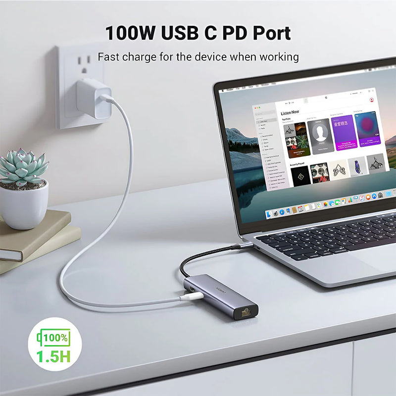 UGREEN 9 In1 Usb C Multifunctional Docking Station With 4k Hdmi, 1*Vga, 3*USB 3.0 A, Gigabit Ethernet, 100W PD, SD/TF Card Slot (15600)