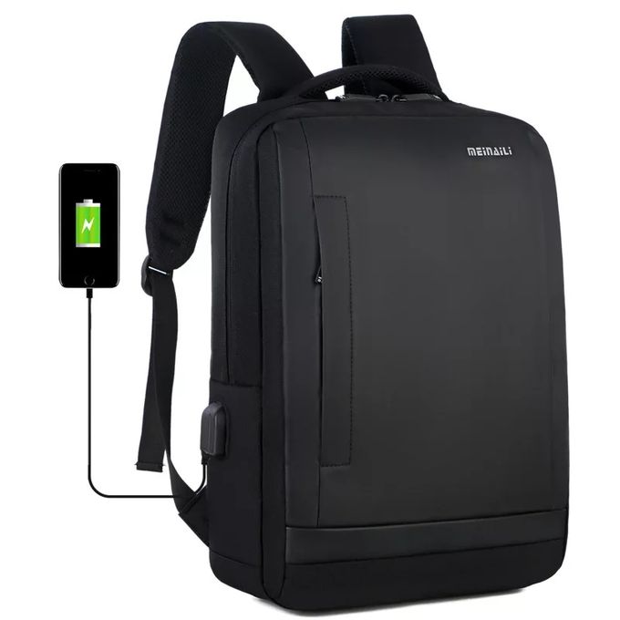 MEINAILI 1809 Nylon Business Waterproof Laptop Backpack Built-In USB P