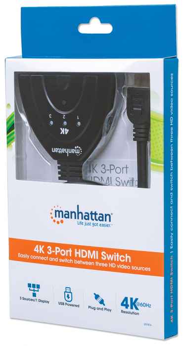 4K 3-Port HDMI Switch - Manhattan - 207874