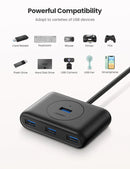 UGREEN 4 Port USB Hub 3.0 Data Hub with 3ft Portable Extension Cable High Speed Compatible for MacBook Air Mac Mini iMac Pro Microsoft Surface Ultrabooks Black