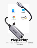UGREEN USB C to Ethernet Adapter Gigabit Type C to RJ45 Wired Network Thunderbolt 3 LAN Adaptor Compatible with MacBook, Surface Pro, iPad Pro 2021, Switch, PS5,XPS15/13, Galaxy Tabs