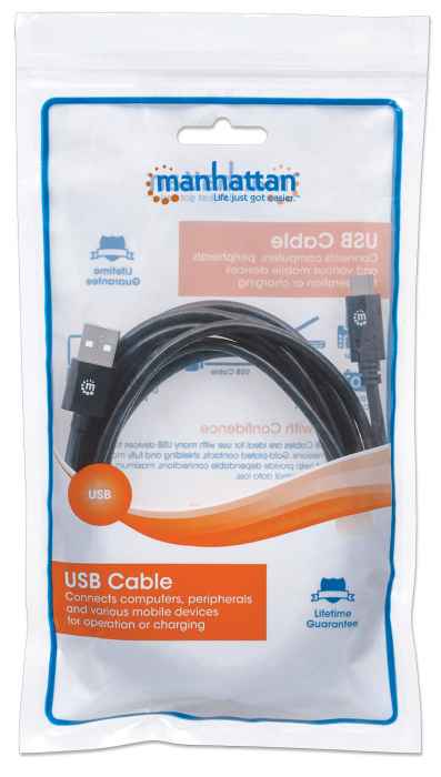 Hi-Speed USB C Device Cable USB 2.0, Type-A Male to Type-C Male, 480 Mbps, 3 m (10 ft.), Black